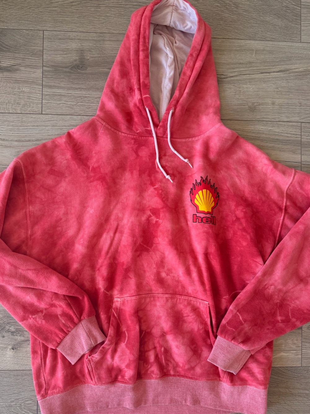 Assholes Live Forever Red Tie-Dye Hoodie with Flame Shell Logo XL